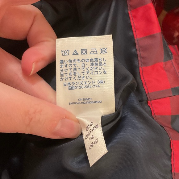 Land’s End Quilted Down Puffer Vest - Red/Navy Plaid - Picture 5 of 7